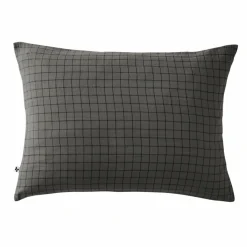 EMINZA Taie d'oreiller rectangulaire gaze de coton (50 x 70 cm) Gaïa Mix Gris granit Gris foncé Sale