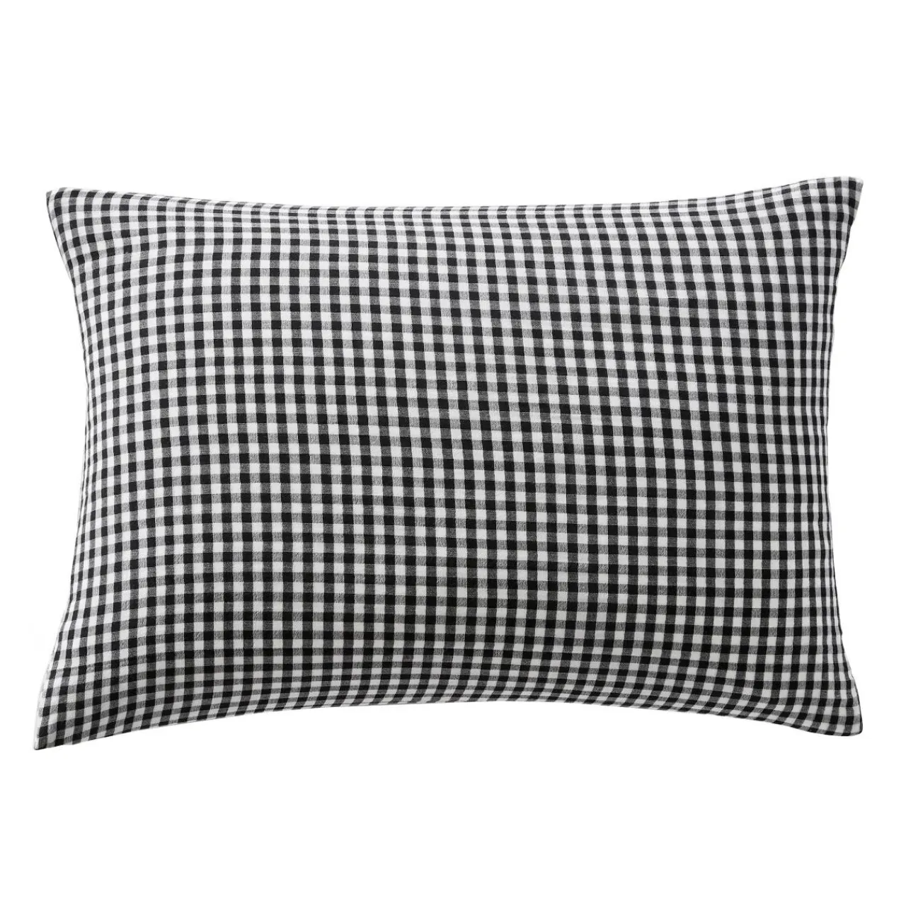 EMINZA Taie d'oreiller rectangulaire gaze de coton (50 x 70 cm) Gaïa vichy e Noir Best