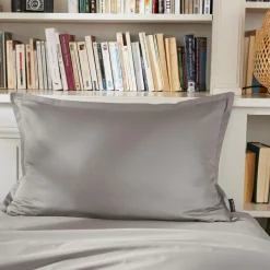EMINZA Taie d'oreiller rectangulaire percale de coton (50 x 70 cm) Cali Gris clair Sale