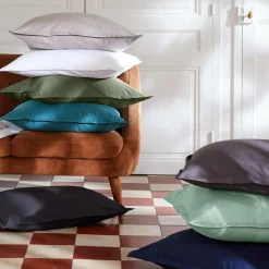 EMINZA Taie d'oreiller rectangulaire percale de coton (50 x 70 cm) Cali Gris clair Sale