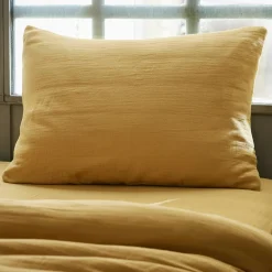 EMINZA Taie d'oreiller rectangulaire gaze de coton (50 x 80 cm) Gaïa Jaune safran New