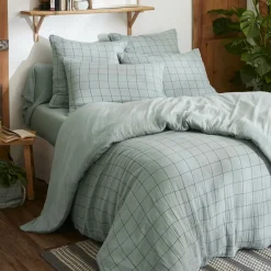 EMINZA Taie d'oreiller rectangulaire gaze de coton (50 x 70 cm) Gaïa Match Vert Eucalyptus Online