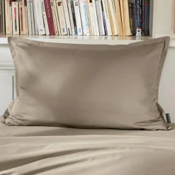 EMINZA Taie d'oreiller rectangulaire percale de coton (50 x 80 cm) Cali Taupe Hot