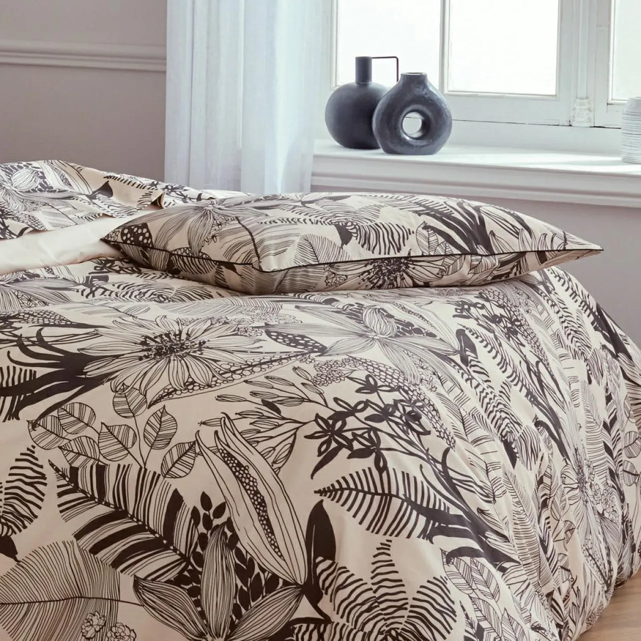 TRADILINGE Taie d'oreiller rectangulaire percale de coton (50 x 70 cm) Alba e Noir Online
