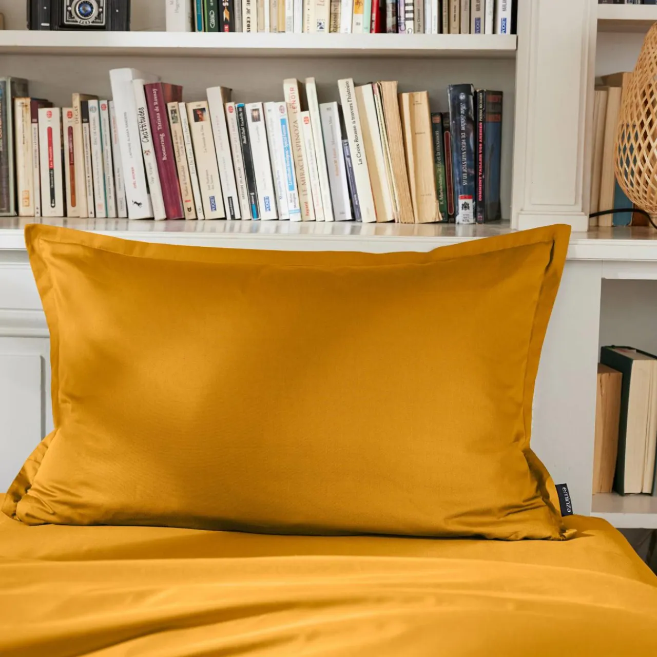 EMINZA Taie d'oreiller rectangulaire percale de coton (50 x 70 cm) Cali Jaune moutarde Hot