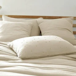 EMINZA Taie d'oreiller rectangulaire gaze de coton (50 x 70 cm) Gaïa Chic pampa Beige