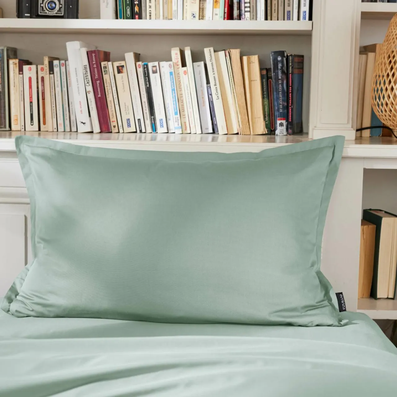 EMINZA Taie d'oreiller rectangulaire percale de coton (50 x 80 cm) Cali Vert Eucalyptus Clearance