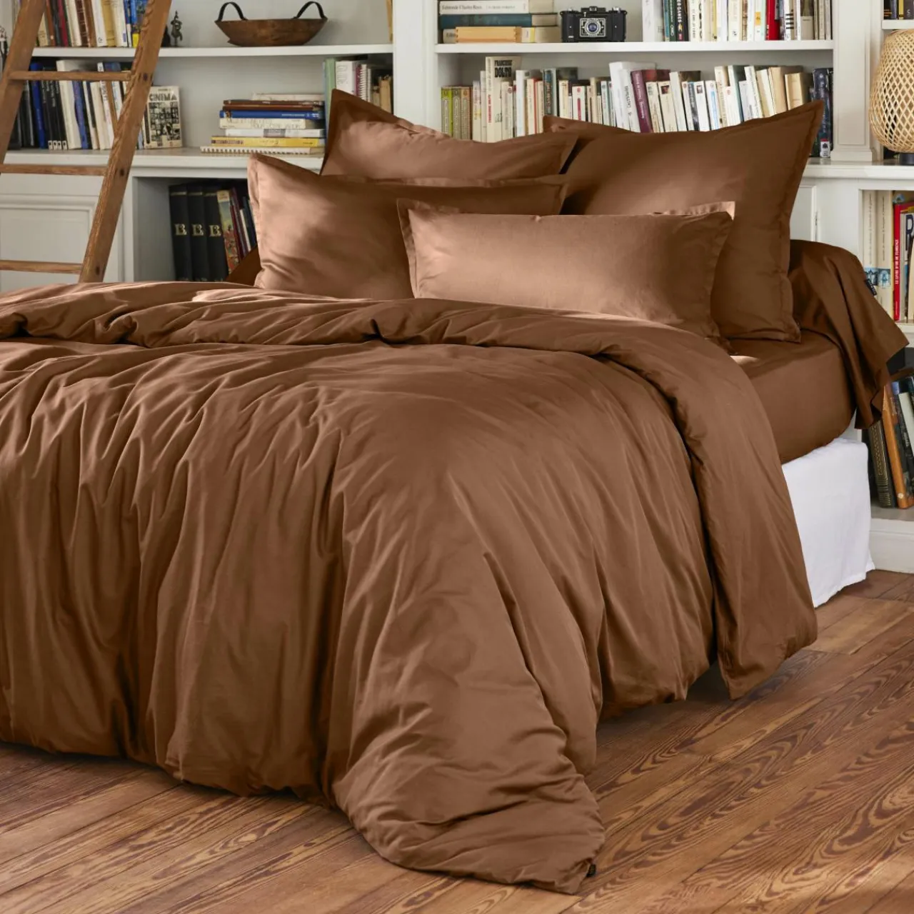 EMINZA Taie d'oreiller rectangulaire percale de coton (50 x 80 cm) Cali Marron Chocolat Sale