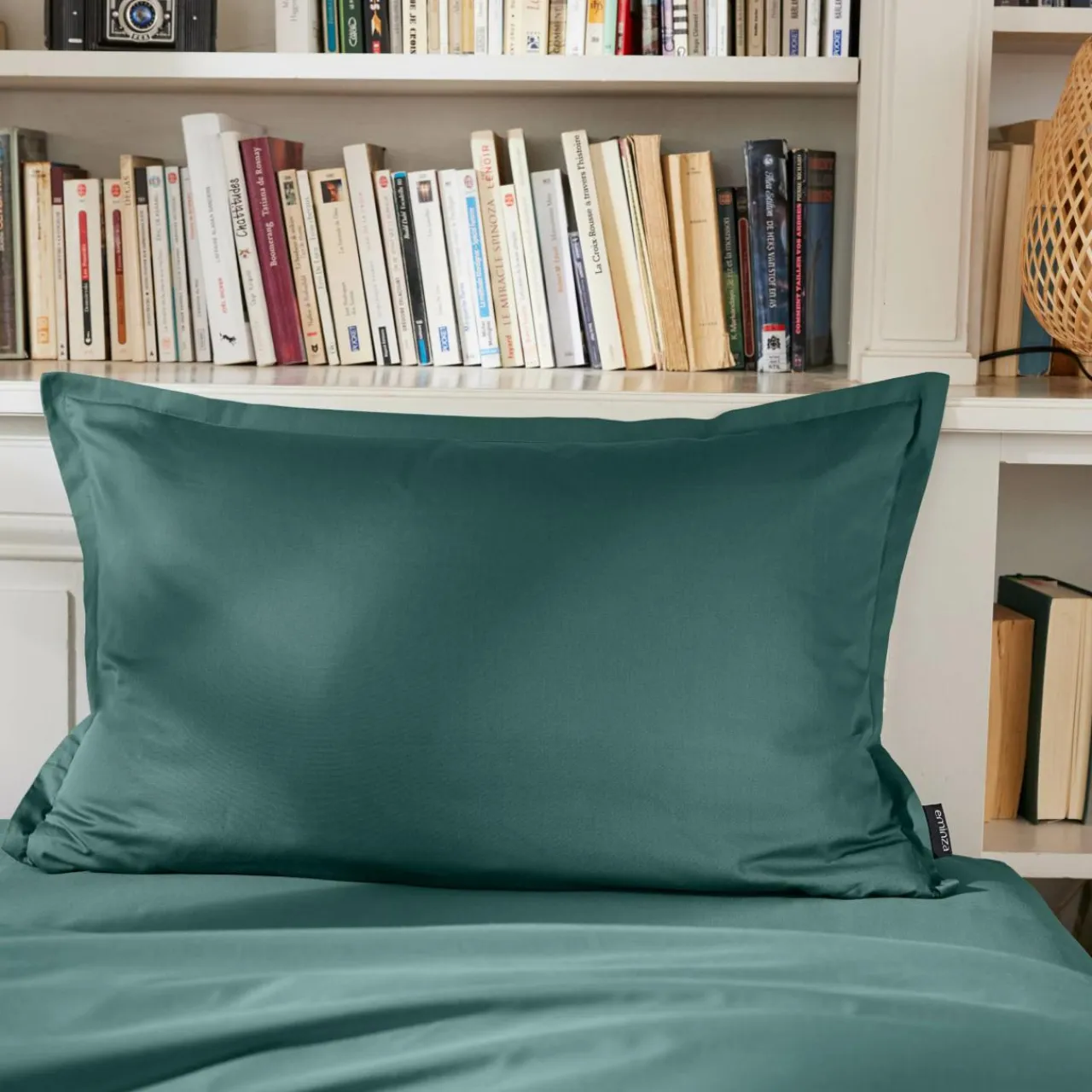EMINZA Taie d'oreiller rectangulaire percale de coton (50 x 80 cm) Cali Bleu canard Clearance