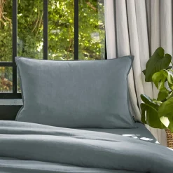 EMINZA Taie d'oreiller rectangulaire lyocell Tencel™ lavé (50 x 70 cm) Olivia stone Bleu Best