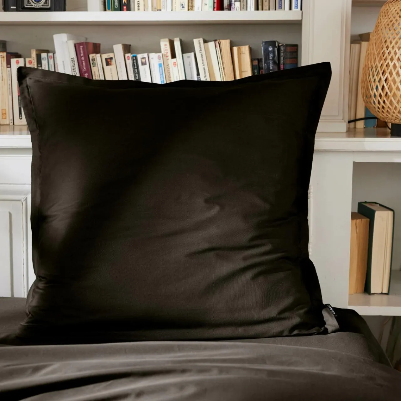 EMINZA Taie d'oreiller rectangulaire percale de coton (50 x 80 cm) Cali e Noir Discount