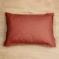 EMINZA Taie d'oreiller rectangulaire lin lavé (50 x 70 cm) Louise Terracotta