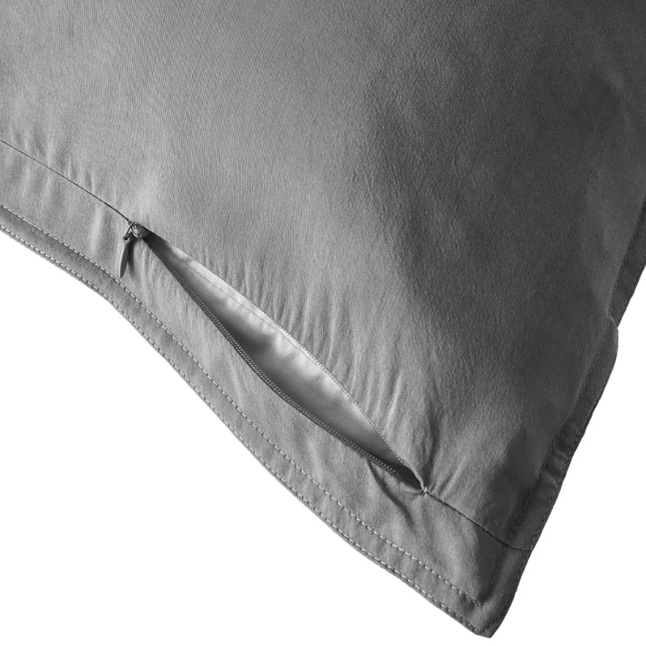 EMINZA Taie d'oreiller rectangulaire lyocell Tencel™ lavé (50 x 70 cm) Olivia granit Gris