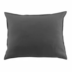 EMINZA Taie d'oreiller rectangulaire flanelle de coton (50 x 70 cm) Théa Gris Anthracite Hot