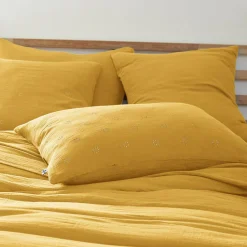 EMINZA Taie d'oreiller rectangulaire gaze de coton (50 x 70 cm) Gaïa Boho Jaune safran Discount