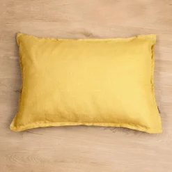 EMINZA Taie d'oreiller rectangulaire lin lavé (50 x 70 cm) Louise Jaune moutarde Outlet