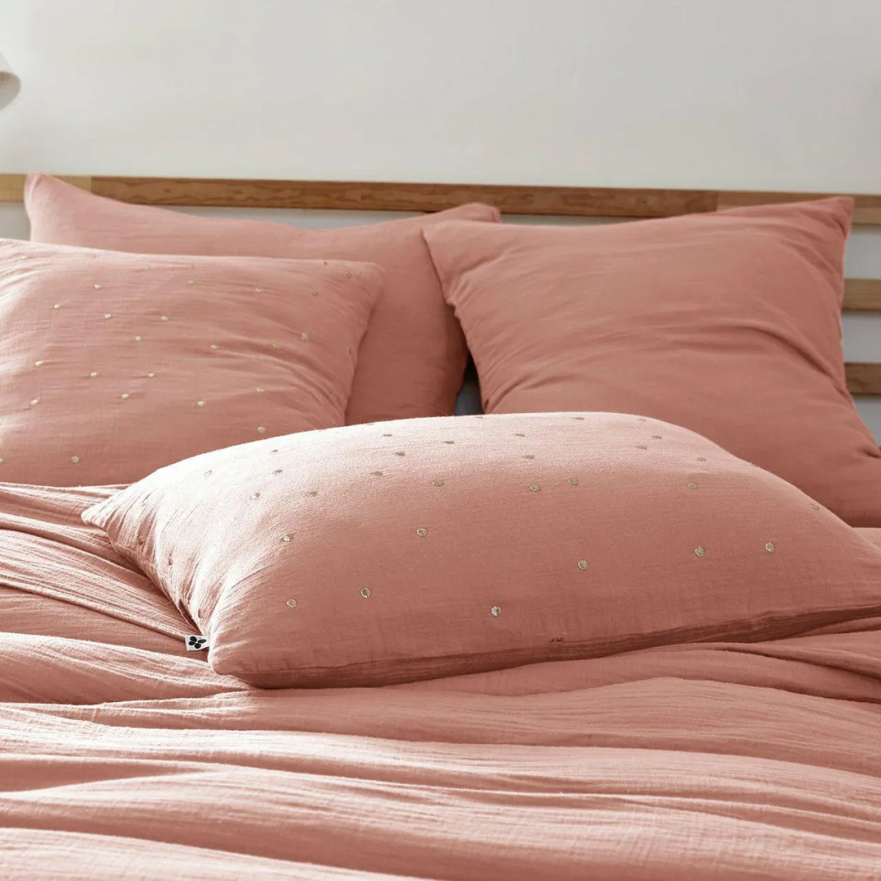 EMINZA Taie d'oreiller rectangulaire gaze de coton (50 x 70 cm) Gaïa Chic Rose Pêche Online