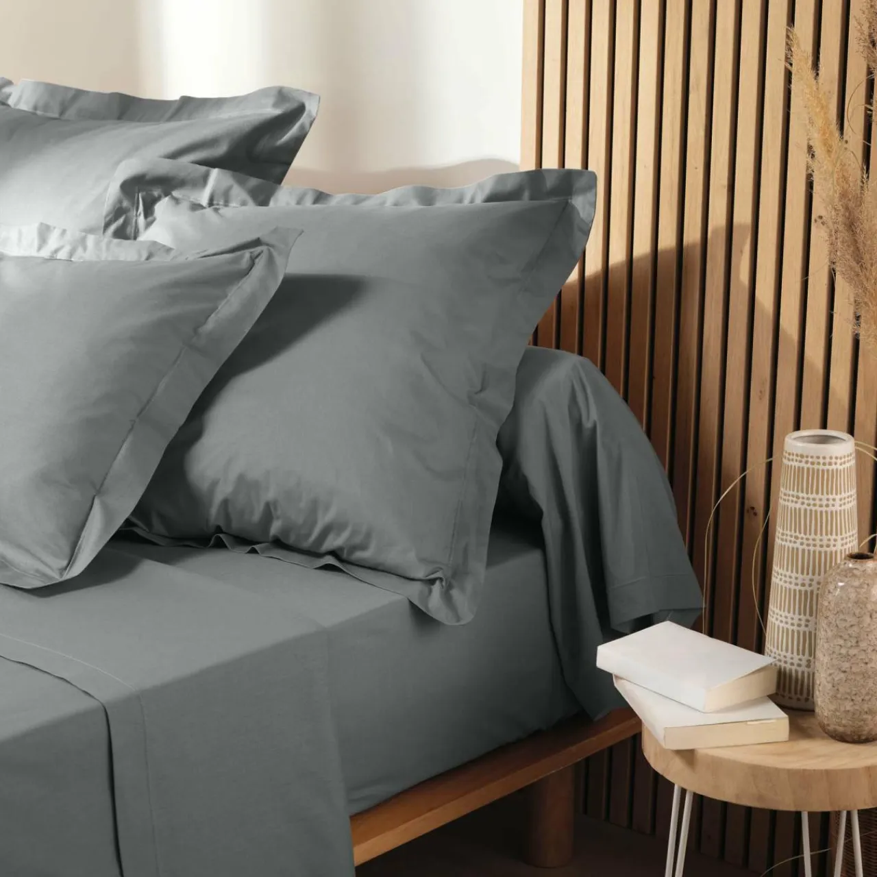 DOUCEUR D'INTERIEUR Taie d'oreiller rectangulaire coton bio (50 x 70 cm) Biolina Gris Discount