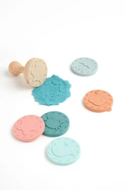 OSTARIA Tampon pour pâte à modeler bois et 6 disques silicone (H7,5 cm) Beige Outlet