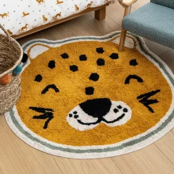 Atmosphera cru017dateur d'intu017drieur for kids Tapis antidérapant enfant coton (90 cm) Léopard Orange Sale