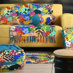 LOVELY CASA Tapis coton (90 cm) Popart Bleu canard Online
