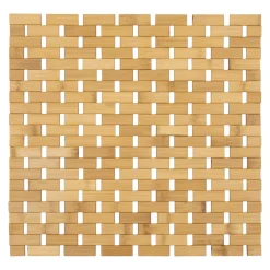 TENDANCE Tapis de bain Caillebotis carré bambou (45 x 45 cm) Antidérapant Beige Sale