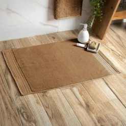 EMINZA Tapis de bain coton bio (50 x 70 cm) Méline Camel Discount