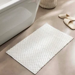 douceur d'intu017drieur Tapis de bain coton tissé (50 x 80 cm) Lois Beige Ecru Best