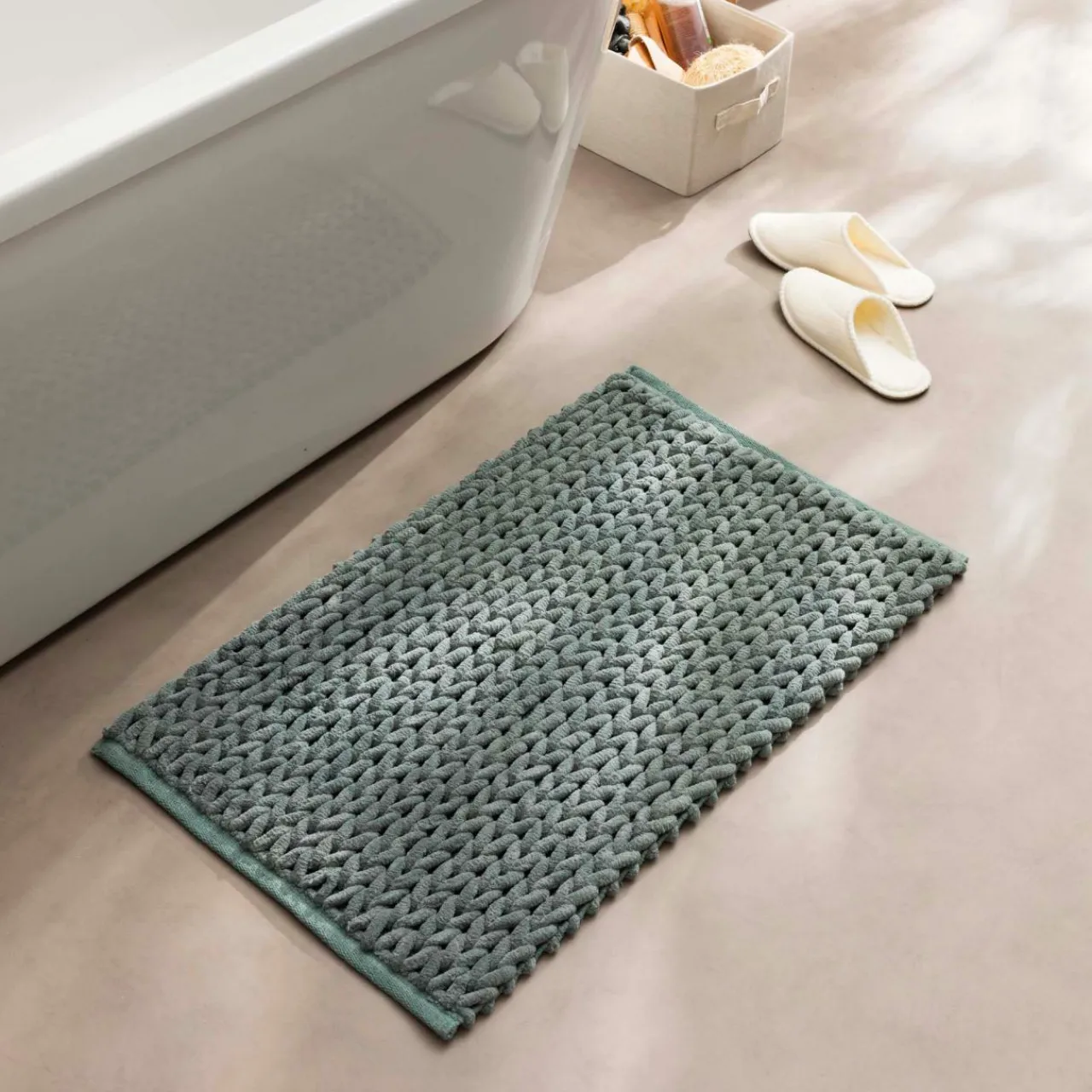 douceur d'intu017drieur Tapis de bain en coton (50 x 80 cm) Ariel cèdre Vert