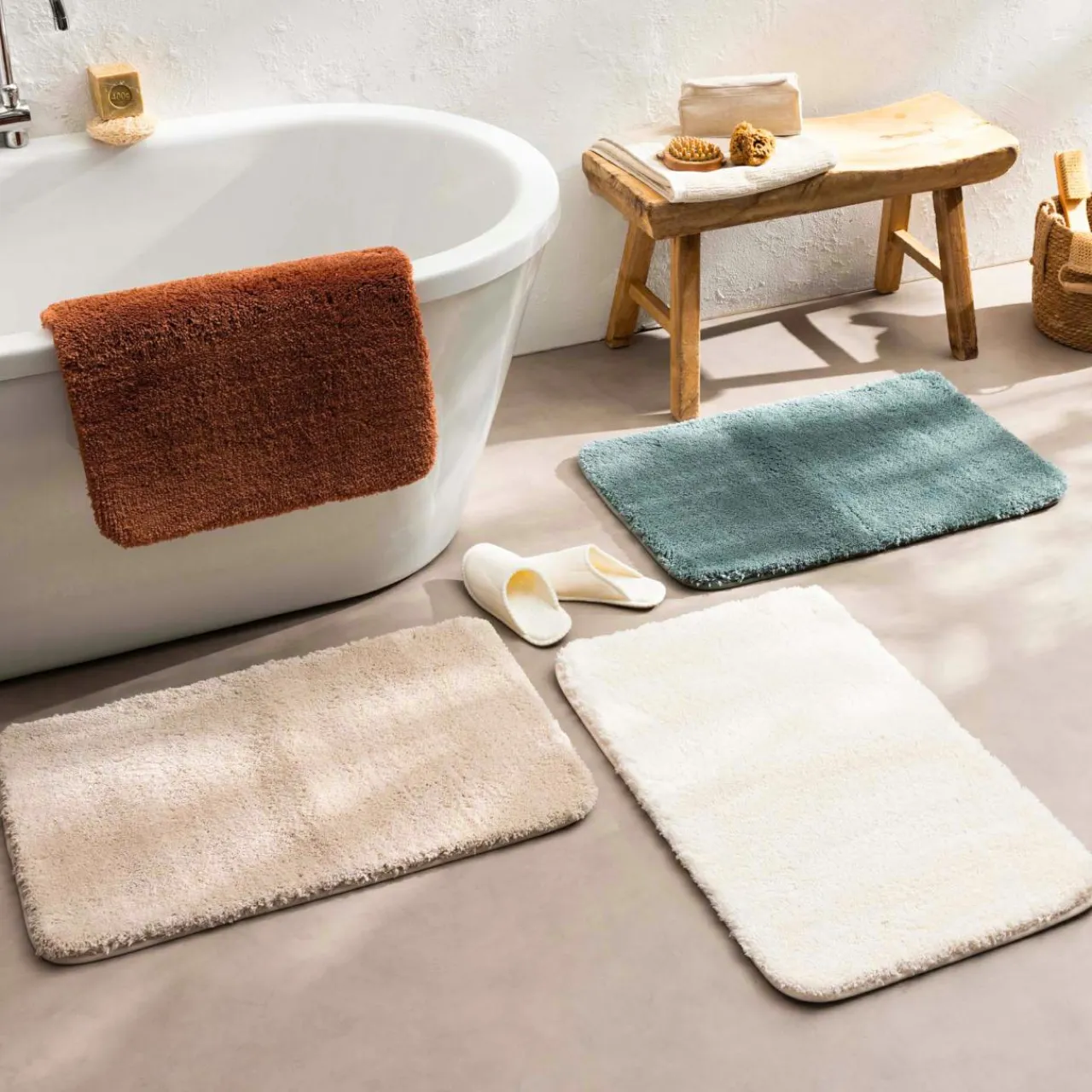douceur d'intu017drieur Tapis de bain microfibre (50 x 80 cm) Maël Terracotta New