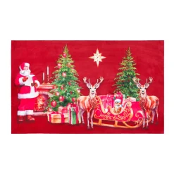 STOF Tapis de Noël antidérapant (45 x 75 cm) Réveillon de Noël Rouge Discount