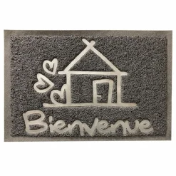 LUANCE Tapis d'entrée antidérapant (40 x 60 cm) Bienvenue Gris New