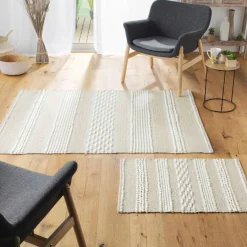 DOUCEUR D'INTERIEUR Tapis de salon coton (170 cm) Blanca Beige Clearance