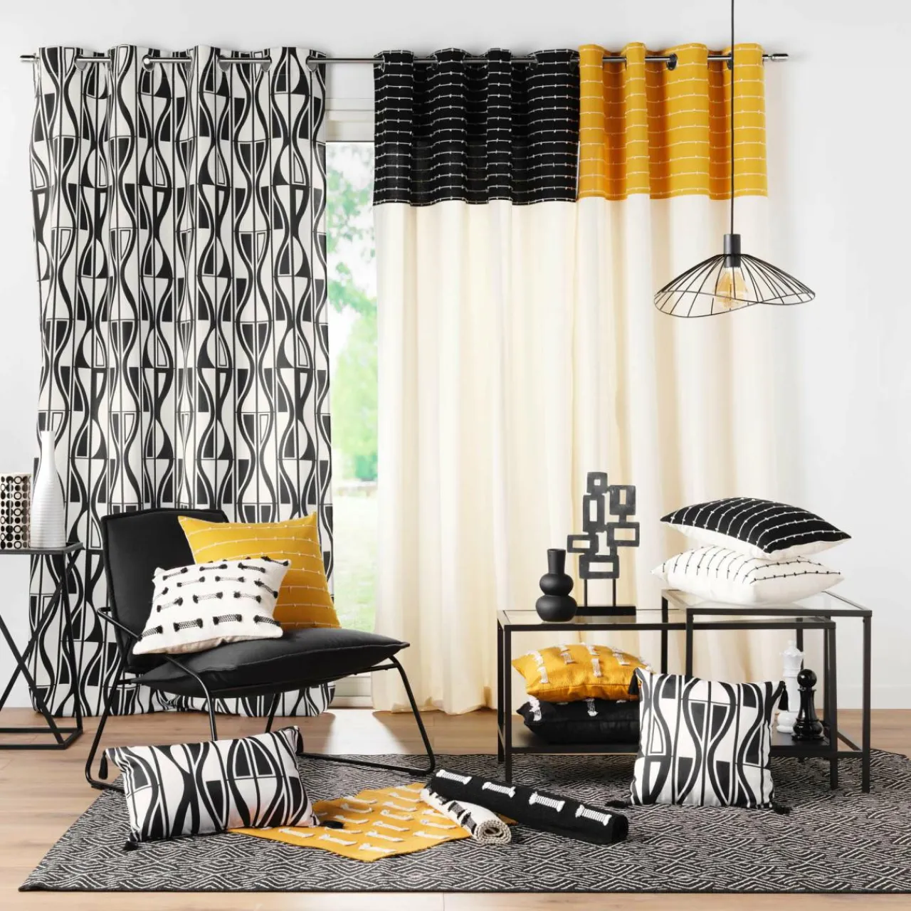 DOUCEUR D'INTERIEUR Tapis de salon coton (50 x 80 cm) Juline Noir New