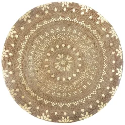 ATMOSPHERA Tapis de salon jute rond (115 cm) Gold shine Or New