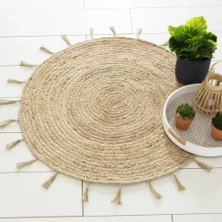 ATMOSPHERA Tapis de salon jute rond (80 cm) Lurex Cosy Beige Sale