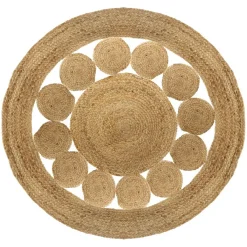 ATMOSPHERA Tapis de salon jute rond (120 cm) Vent naturel Beige Clearance