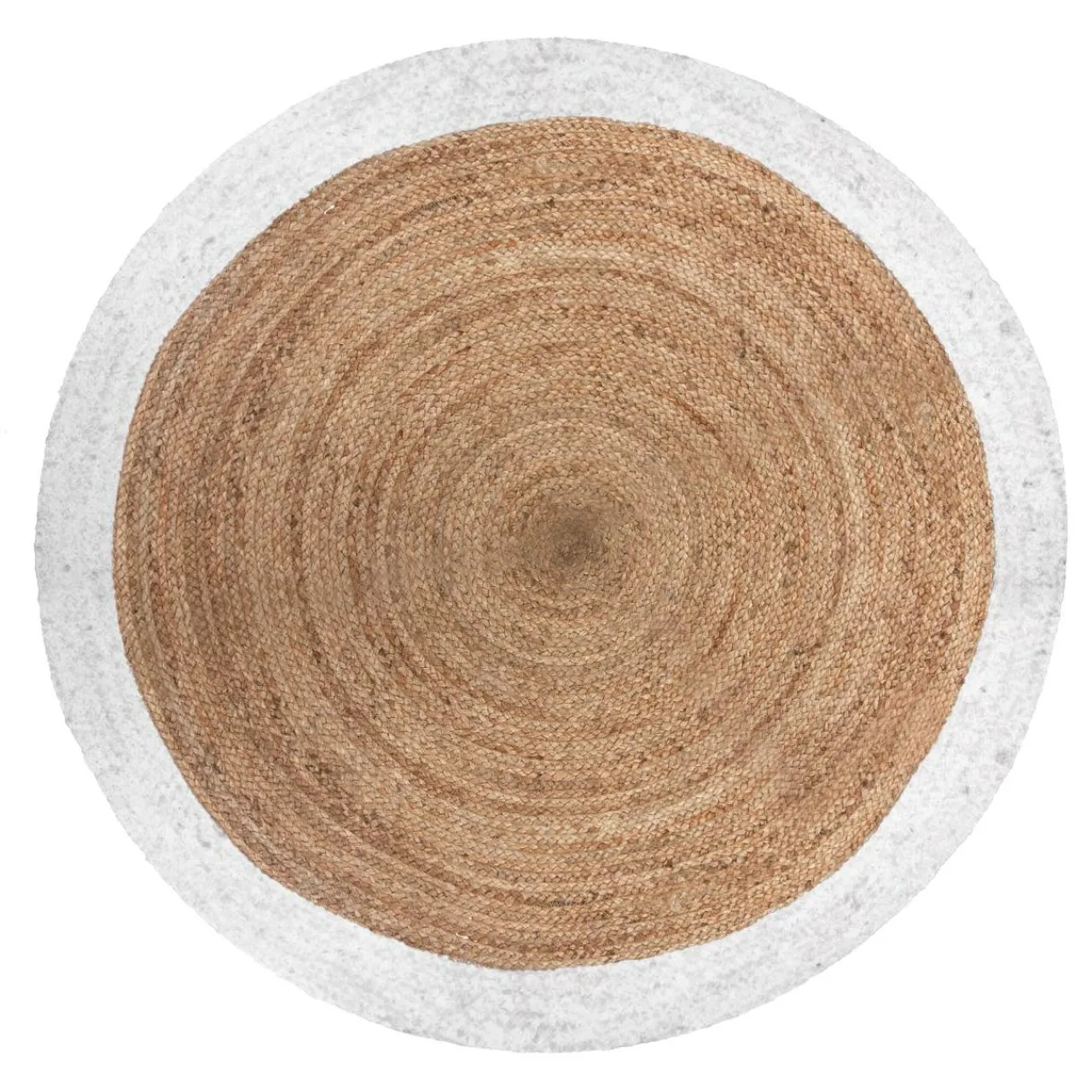 ATMOSPHERA Tapis de salon jute rond (D120 cm) Bord Blanc Hot