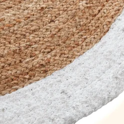 ATMOSPHERA Tapis de salon jute rond (D120 cm) Bord Blanc Hot
