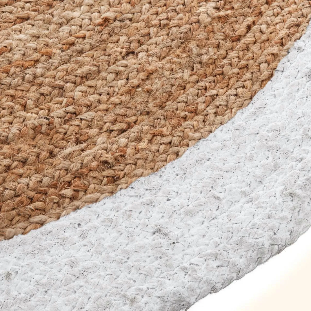 ATMOSPHERA Tapis de salon jute rond (D120 cm) Bord Blanc Hot