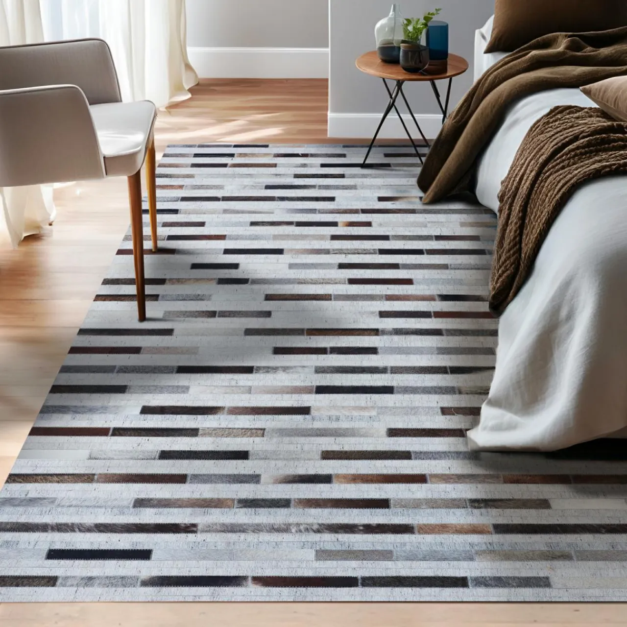 EMINZA Tapis de salon rectangulaire laine jacquard (160 x 230 cm) Sanjay Gris Best