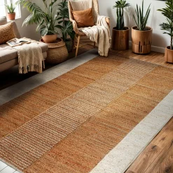 EMINZA Tapis de salon rectangulaire jute tissée main (160 x 230 cm) Hudson Marron New