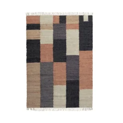 EMINZA Tapis de salon rectangulaire jute et coton (140 x 200 cm) Freya Multicolore Clearance