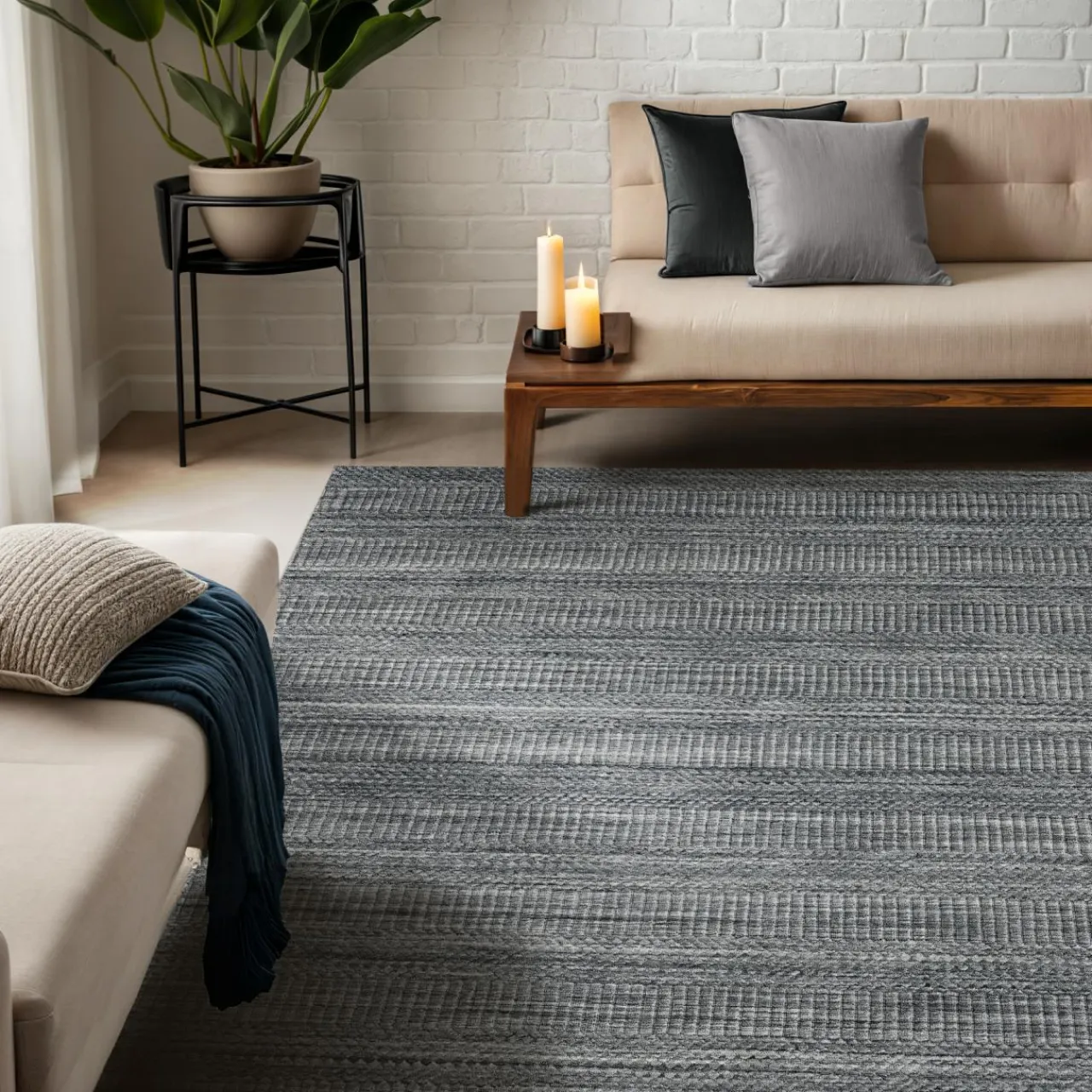 EMINZA Tapis de salon rectangulaire matière recyclée (140 x 200 cm) Aiko Gris Best