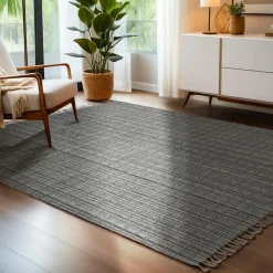 EMINZA Tapis de salon rectangulaire matière recyclée (140 x 200 cm) Priya Gris New