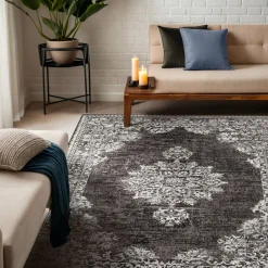 EMINZA Tapis de salon rectangulaire jacquard (140 x 200 cm) Sana Gris Outlet