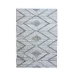 EMINZA Tapis de salon rectangulaire matière recyclée tuftée (140 x 200 cm) Kaito Ivoire Outlet