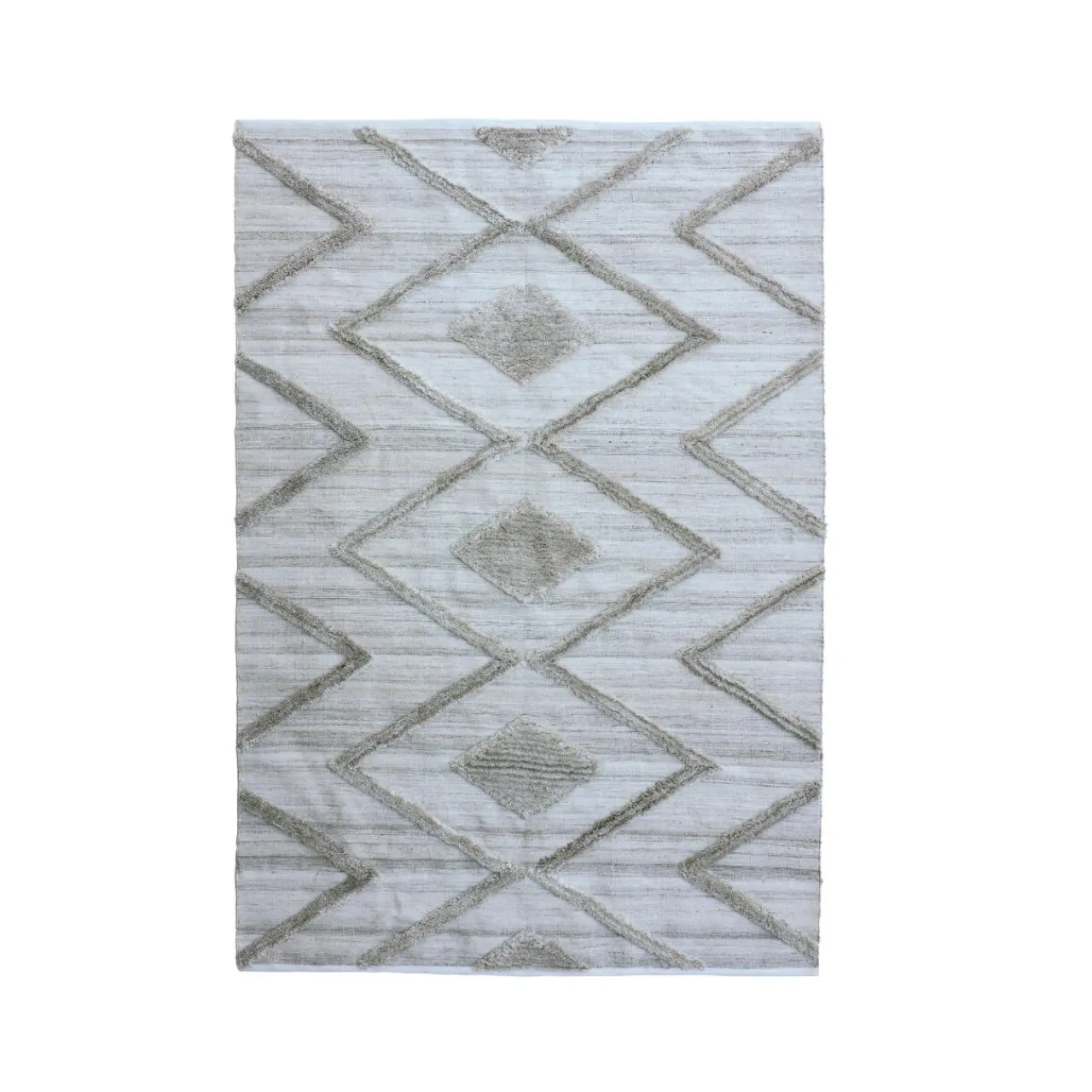 EMINZA Tapis de salon rectangulaire matière recyclée tuftée (140 x 200 cm) Kaito Ivoire Outlet