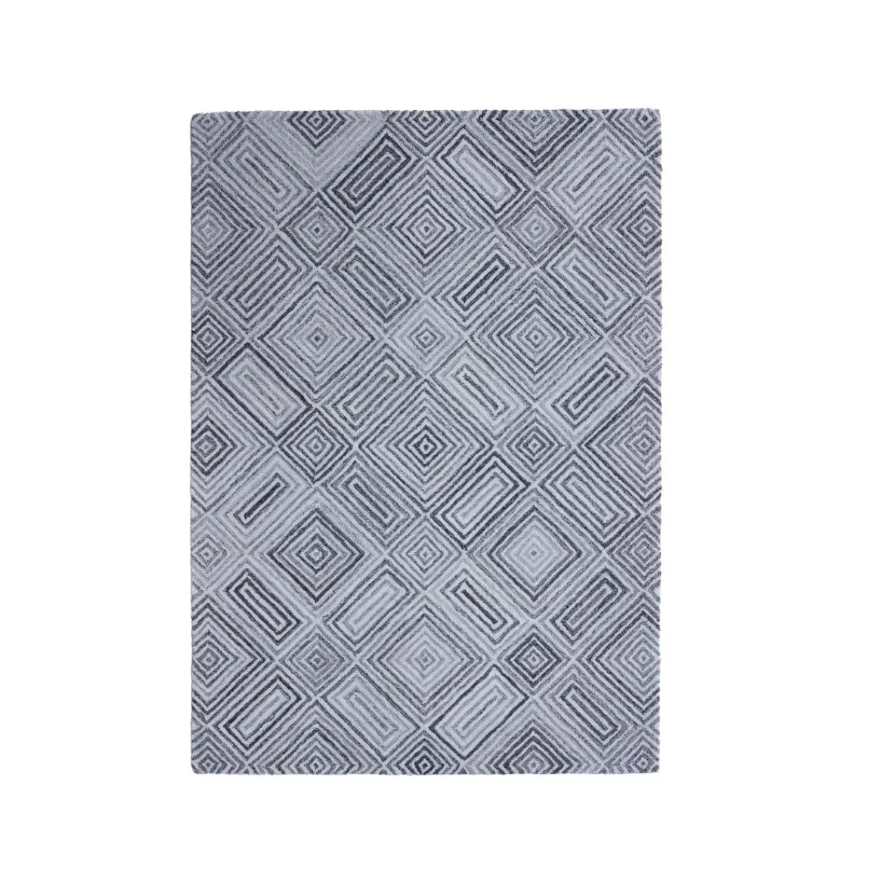 EMINZA Tapis de salon rectangulaire matière recyclée tuftée (140 x 200 cm) Shelton Gris Discount
