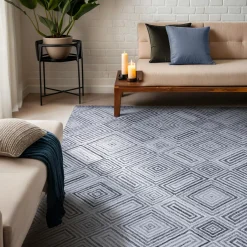 EMINZA Tapis de salon rectangulaire matière recyclée tuftée (160 x 230 cm) Shelton Gris Hot